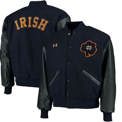 leather notre dame jacket|authentic notre dame varsity jacket.